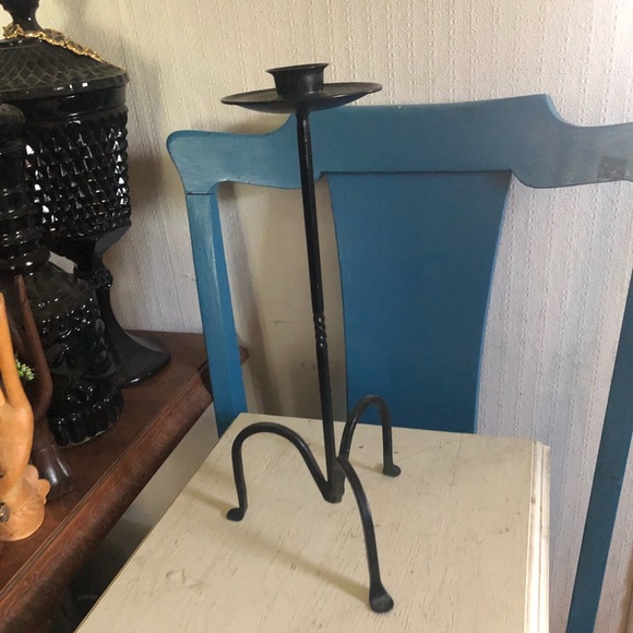 Vintage Black Metal Candle Holder Candlestick